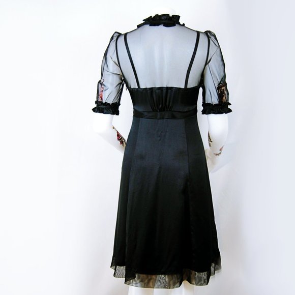 Marc Jacobs Black Silk and Lace Cocktail Dress - Picture 4 of 7